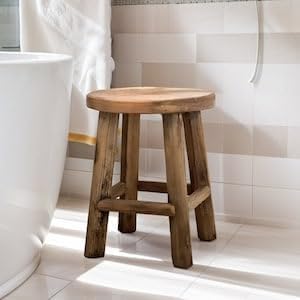 direfly Handcrafted Rustic Barnwood Stools, Vintage Wooden Stool, Farmhouse Decor, Rustic Primitive Stool