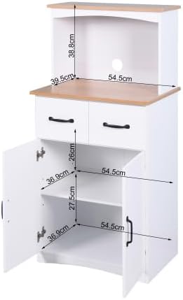 Kitchen Pantry Cabinet, Wooden Buffet Sideboard for Coffee Maker & Toaster, Storage Cabinet for Snacks, Spices & Wine, Fits Kitchen, Dining Room & Coffee Bar,Brown White