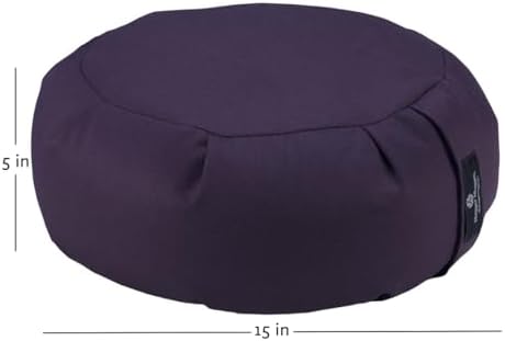 Hugger Mugger Zafu Meditation Cushion - Support in Cross-Legged Sitting, Buckwheat Filled, Durable Fabric, Convenient Handle, Handmade in USA