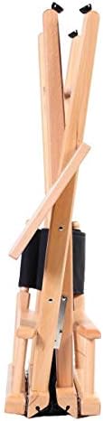 Filmcraft Tall Natural Wood Director’s Chair – Professional Hollywood Makeup Artist & Film Set Chair – Folding Canvas Seat, High Director Chair for Studio, Photography & Hair Stylists (Black Canvas)