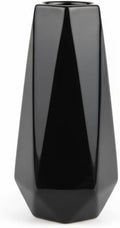 Modern Black Ceramic Vase, 7.5 Inch Geometric Flower vases, Minimalist Design for Table Shelf Centerpiece Home Decor Fit for Housewarming, Weddings, Birthday,Christmas