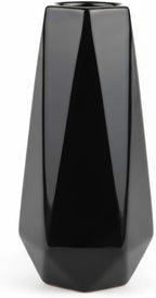 Modern Black Ceramic Vase, 7.5 Inch Geometric Flower vases, Minimalist Design for Table Shelf Centerpiece Home Decor Fit for Housewarming, Weddings, Birthday,Christmas