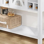 IDEALHOUSE Wine Bar Cabinet with Sliding Barn Door, Coffee Cabinet with Wine Rack and Glass Holder, Kitchen Buffet Sideboard with Storage, Liquor Bar for Living Room, Dining Room, White