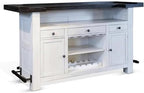 Pemberly Row 78" Farmhouse Wood Bar Unit with Foot Rail, Adjustable Shelves, Removable Wine Rack, Stemware Storage, in Espresso Finish