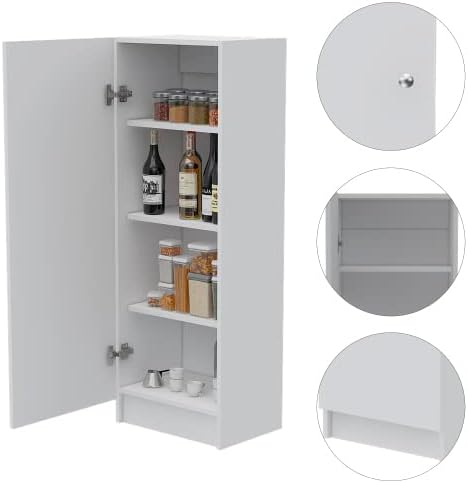 Della 60 Kitchen Pantry with Countertop, Closed & Open Storage -White