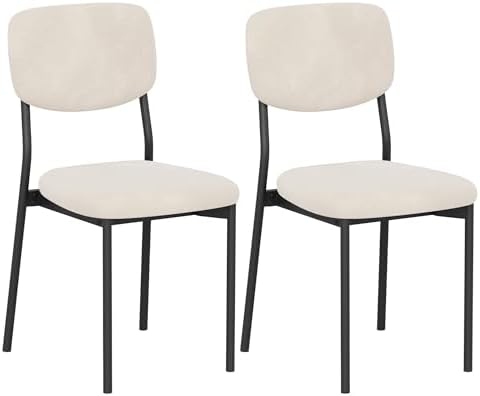 Einhomn Upholstered Dining Chairs Set, Modern Stackable Dining Room Chairs with Soft Velvet Backrest, Kitchen Chairs with Sturdy Metal Legs for Living Room, Restaurant, Set of 2,Cream Beige