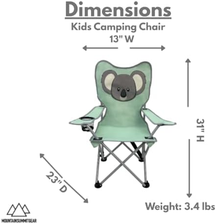 MOUNTAIN SUMMIT GEAR Kids Camping Chair - Foldable Camp Chair with Carrying Strap for Outdoor Recreation, Sports, Camping and Fishing (by Caddis Sports) (1, Koala)