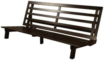 Kodiak Furniture Carson Full Size Futon Frame and Mattress Set - Java Brown Finish Wood Futon Frame with Mattress Included in Suede Black Color