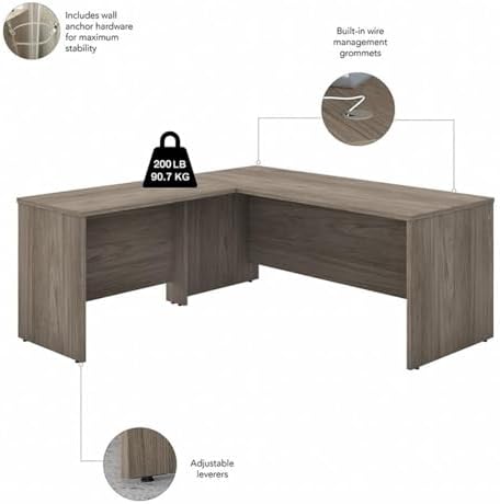 Bush Business Furniture Studio C 72W x 30D L Shaped Desk with Mobile File Cabinet and 42W Return in Modern Hickory