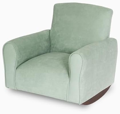 Toddler Personalized Armchair, Kids Upholstered Rocking Chair with Personalization, Toddler Chair with Personalized Name, Comfy Child Armchair, (Seafoam Green Suede, Rockers)
