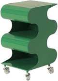 Modern ABS Side Table with Wheels, Movable Coffee Table with Storage, Multi-Layer Rolling Storage Cart, Minimalist End Table for Bedroom, Living Room, Small Spaces(Green)
