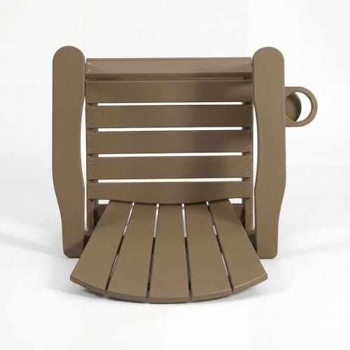 WILLIAMSPACE Patio Bar Chair Bar Stool, Outdoor All Weather HDPE Height Adirondack Chair with Armrests & Cup Holder, 1-Piece Counter Height Chair for Pool, Garden, Kitchen, ONLY 1 Chair (Brown)