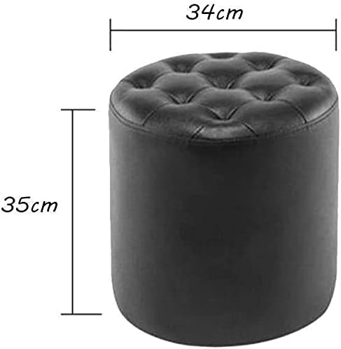 BABYCE Footstool Shoe Changing Stool Round Ottoman Footrest - Vintage Pouffe Stool Leather Coffee Table Dressing Stool Change Shoe Bench Footrest (Color : A04)