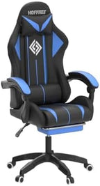 Gaming Chair with Bluetooth Speakers and RGB LED Lights Ergonomic Massage Video Game Chair with Footrest High Back with Lumbar Support Blue and Black