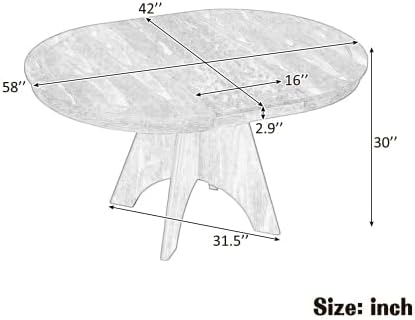 Bellemave 42"-58" Extendable Dining Table for 4-6, Farmhouse Round Kitchen Table with Removable Leaf and Crossed Legs for Kitchen, Dining Room (Espresso)