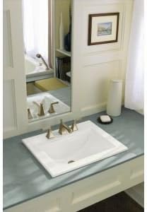 Kohler K-2337-8-7 Memoirs Rectangular Drop-In Single Bowl Bathroom Sink Black