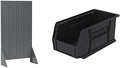 Akro-Mils 36"x13"x66" Louvered Steel Single Sided Floor Rack Organizer with 12-Pack of 11 x5 x5 AkroBins Stackable Plastic Storage Bins (Black), Organization Bundle for Garage, Workshop, Classroom