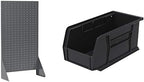 Akro-Mils 36"x13"x66" Louvered Steel Single Sided Floor Rack Organizer with 12-Pack of 11 x5 x5 AkroBins Stackable Plastic Storage Bins (Black), Organization Bundle for Garage, Workshop, Classroom
