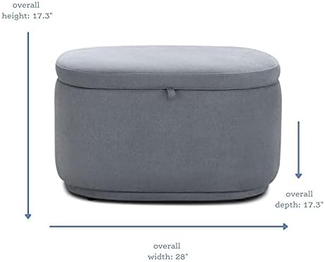 Nurture& The Ottoman Premium Quality Storage Ottoman for Nursery with Stain-Resistant Performance Fabric (Gray)