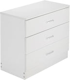Mid Century Nightstand,Bedroom Bedside End Table,Solid Wood Night Stand,Home Office Dresser Side Tables,with 3 Drawers & Handle,for Small Spaces, Study, Living Room, Entryway, Hallway (White)