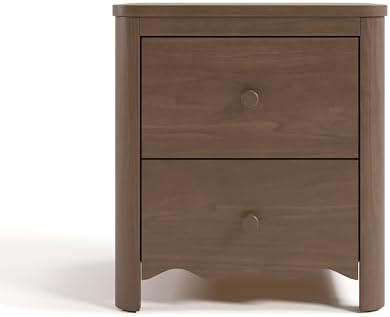 Storkcraft Casablanca 2 Drawer Nightstand, Hazelnut | GREENGUARD Gold Certified, Storage for Kids Bedroom, Premium Wood Nightstand with Iconic Wave Detailing and Rounded Posts