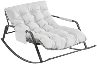 White Glider Rocking Chair for Nursery, Bonded Leather Upholstered Recliner with Extra Wide Seat, Modern Accent Lounge Armchair for Living Room Bedroom