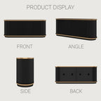 63" Modern Sideboard Buffet Cabinet, Console Table with 4 Doors & Storage, Faux Marble Top & Gold Trim, Multifunctional TV Stand for Living Room or Dining Room, Black