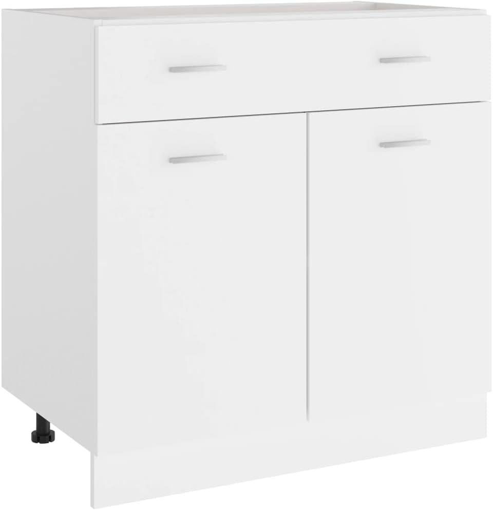 Drawer Bottom Cabinet Lyon White 31.5x18.1x32.1 Inches Engineered Wood Kitchen Storage Cabinet with One Drawer and Two Shelves
