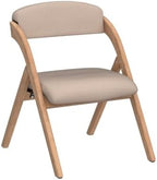 HOMEFUN Folding Chairs with Padded Seats, Wooden Stackable Dining Chair Set of 2 with Removable Cover Extra for Guests Kitchen Office Wedding Party Picnic, Khaki