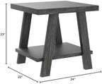Roundhill Furniture Athens Contemporary Replicated Wood Shelf End Table in Charcoal Finish