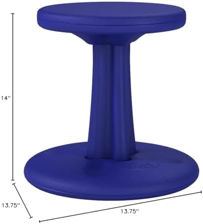 Kore Kids Wobble Stool, Flexible Seating, Ages 6-7, 14in, Blue | Wiggle chair for classroom and home boosts focus, improves posture, and provides an energy outlet; anti-tip base; Made in USA