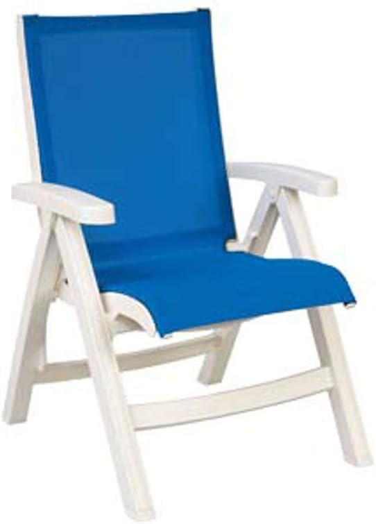 Grosfillex Jamaica Beach Midback Sling Chair in Blue/White - 2/pk