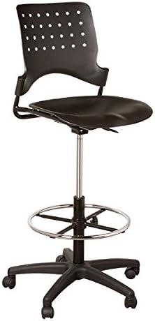 Learniture Ballard Adjustable Height Drafting Stool w/Chrome Foot Ring NOR-TSU3004-SO- Black