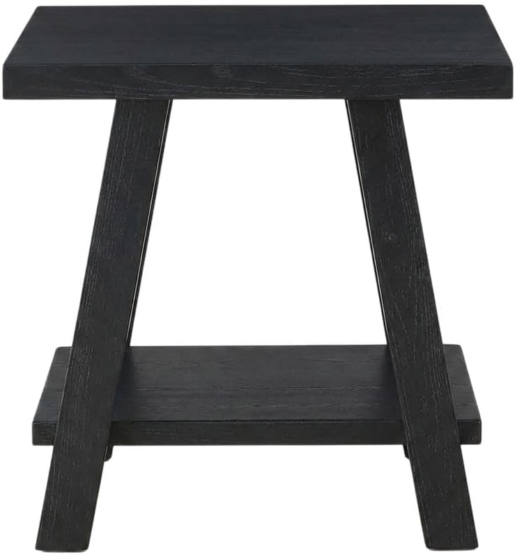 Furnifact Black, End Side Table, MDF Construction, Open Shelf, Durable Home Design, Warm Stylish Finish, Quality Build for Home