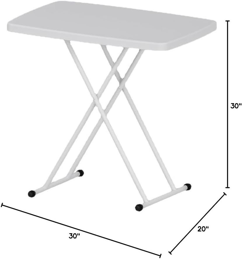 Garvee Folding Table, Plastic Personal Foldable Tables, Adjustable Rectangular Dining Table, Simple Bedside Square Table, for Party, Dining, Events, Picnic Indoor, Outdoor, Camping, 76 * 50Cm
