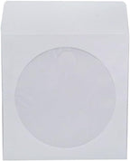 Maxtek 1,000 Pieces White Paper CD DVD Sleeves Envelope Holder with Clear Window and Flap, 80g Economy Weight.