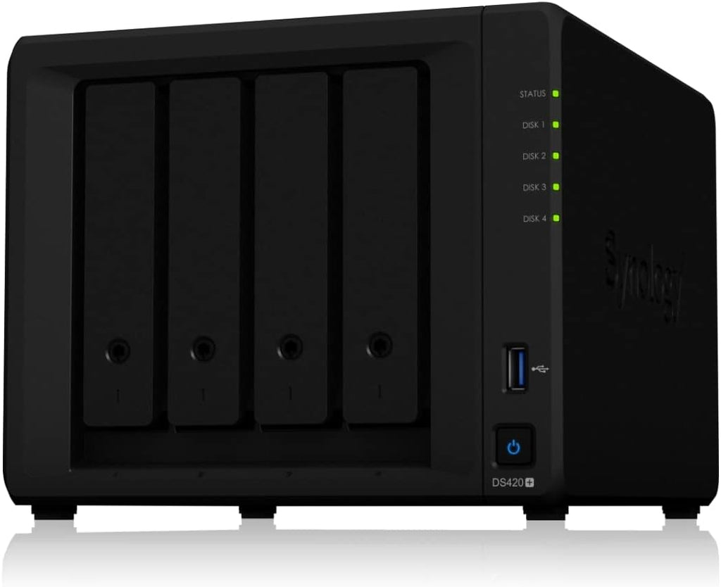 Synology Black DS420+ 4-Bay NAS Enclosure, 2-Core 2.0GHz, 2GB RAM, Metal, No HDD, Compatible with Desktop