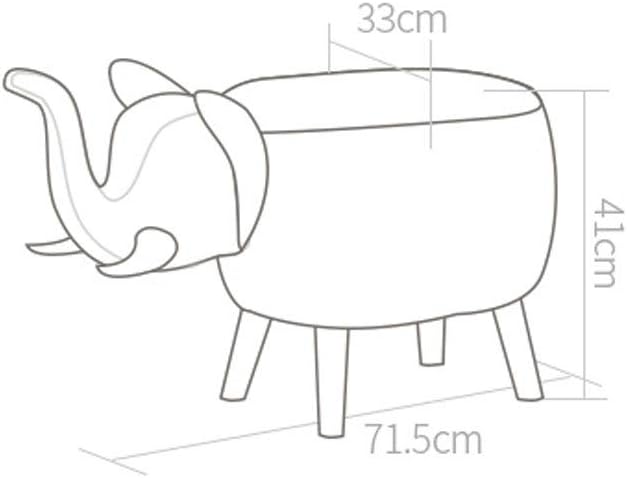 Solid Wood Animal Leather Stool Ottoman Creative & Cute Stool for Kids Toy Chest Chair for Children Solid Wood Footstool 4 Legs (Elephant)