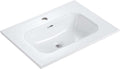 24 Inch Gloss White Ceramic Bathroom Sink - Integrated Basin with 1 Faucet Hole, Modern Design, Easy to Clean, Not Include Faucet & Drain