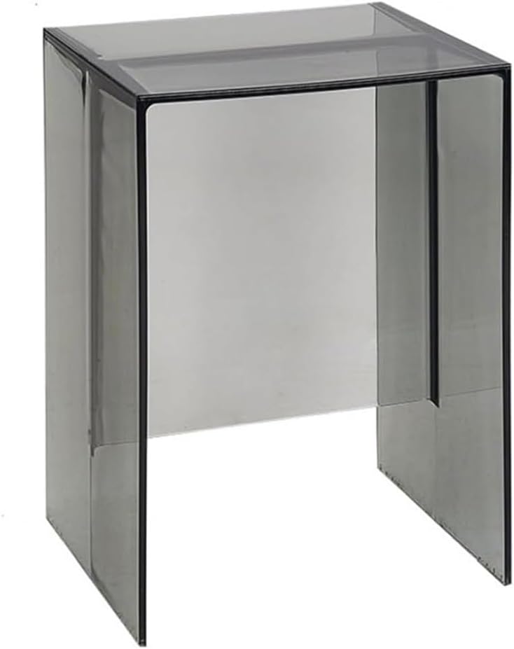 Modern Plastic Side Table, Multi Purpose Foot Stool, Minimalist Bedside Table, Clear Accent Table, Compact Coffee Table, End Table for Bedroom, Living Room(Gray)