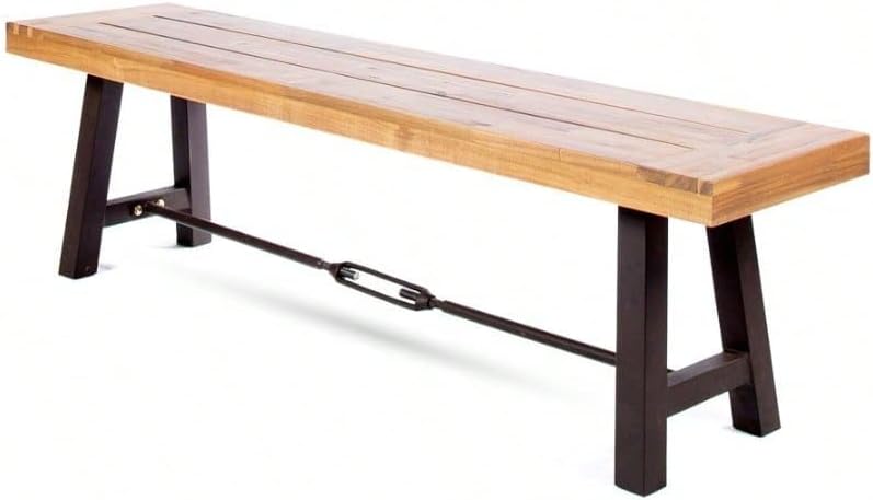 Acacia Wood Outdoor Dining Bench, Backless Patio Bench for Garden and Poolside