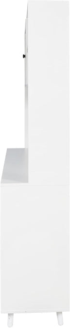 63" W Large Kitchen Hutch Cabinet, Freestanding Pantry Cabinets Storage Kitchen Cupboard with 4 Doors, 4 Drawers & Microwave Shelf, White,15.75 * 62.99 * 74.8