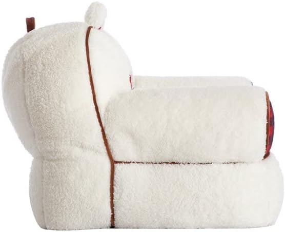 Dearfoams White and Red Lil Bear Sherpa Plush Bean Bag Chair with Novelty Ears Large