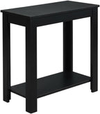 Furnifact Chairside End Table, Black Finish, Lower Shelf, MDF Material, Quick Easy Setup, Complement Any Existing Furnishings