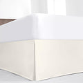 SKY BEDDINGS Luxury Pleated King Bed Skirt with Split Corners - 16 Inch Tailored Drop - Pleated Dust Ruffle - Wrinkle-Free 100% Microfiber - Easy Fit, Soft & Durable - Ivory