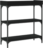Console Table Black Engineered Wood with Metal Frame 29.5 x 11.8 x 31.5 in, Minimalist Accent Table for Living Room or Foyer, Durable Side Tables with Adjustable Feet and Spacious Storage