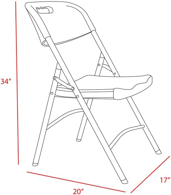 Romig Trestle Folding Chair, White Plastic Blow Mold Seat & Back, No Assembly, Heavy Duty Steel Frame, Portable Event & Commercial Seating