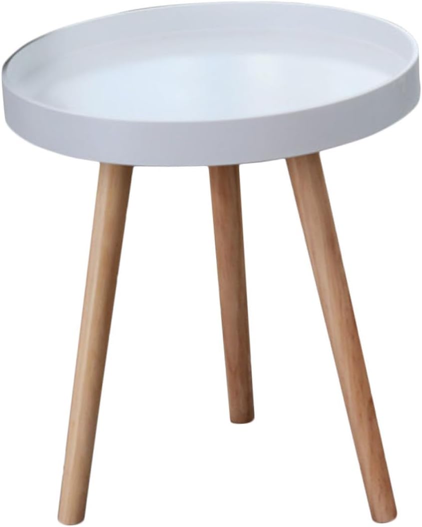 Modern Small Round Tea Table White Mini Sofa Side Table Bedside Decorative for Living Room
