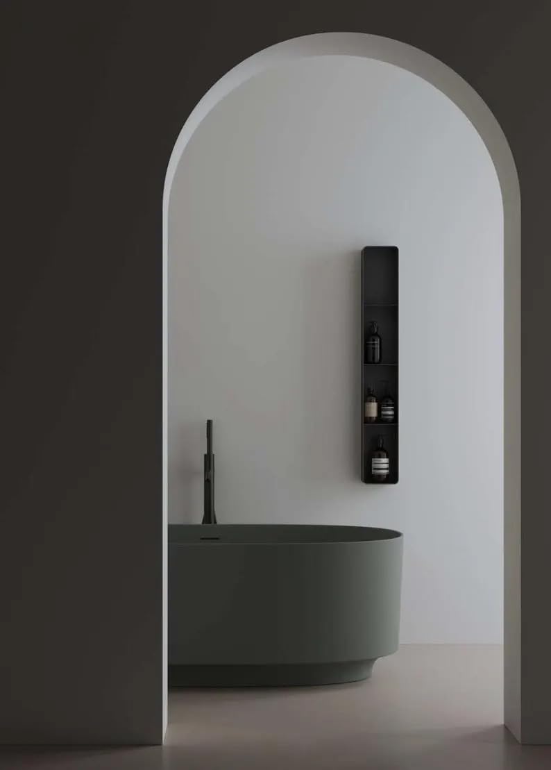 Modern Black Wall Mounted Storage Shelf, 2-Tier Floating Shelf for Bathroom Bedroom Living Room, Decorative Organizer for Toiletries Candles Small Plants, Space-Saving Wall Shelf