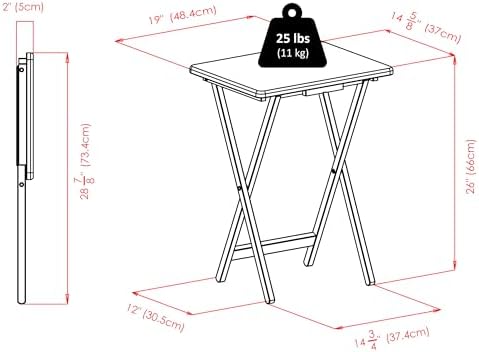 Winsome Alex Set of 2 Foldable Snack Tables, White | Easy to Store Small Portable Fold Up Table Set for Kitchen, Living Room TV Dining, Crafts, Puzzles, Work From Home